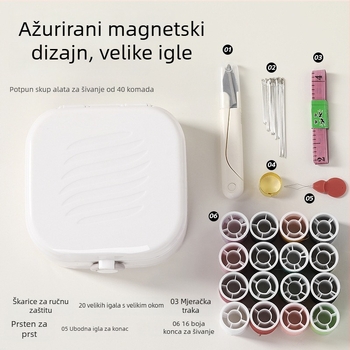 Prenosna kutija za šivanje, džepni stil, ABS materijal, set od 100 komada, 280 g, prilagodljiv