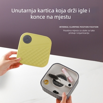 Prijenosna kutija za šivanje, plastična, dvostruka pregrada, šivaći set
