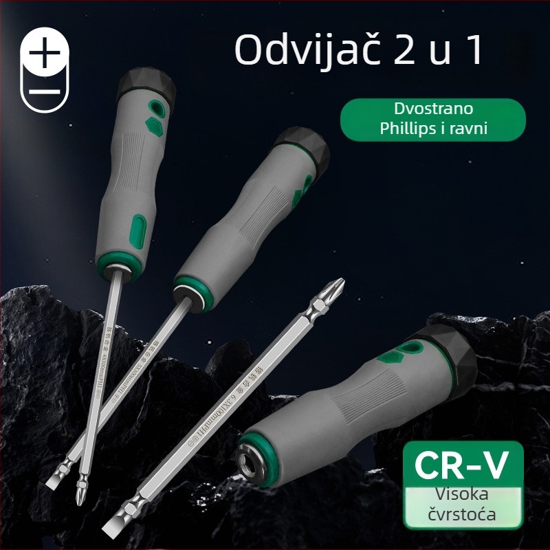 Dvostruka odvijač s križnim i ravnim vrhom, izoliran, CR-V čelik, TPR držač, nemetaličan