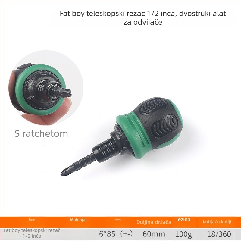FUTE mini teleskopski dvostruki odvijač s dvostrukim rasionskim i izoliranim, glava od karbonskog čelika, magnetski i izolirani, glava u obliku rotkvice