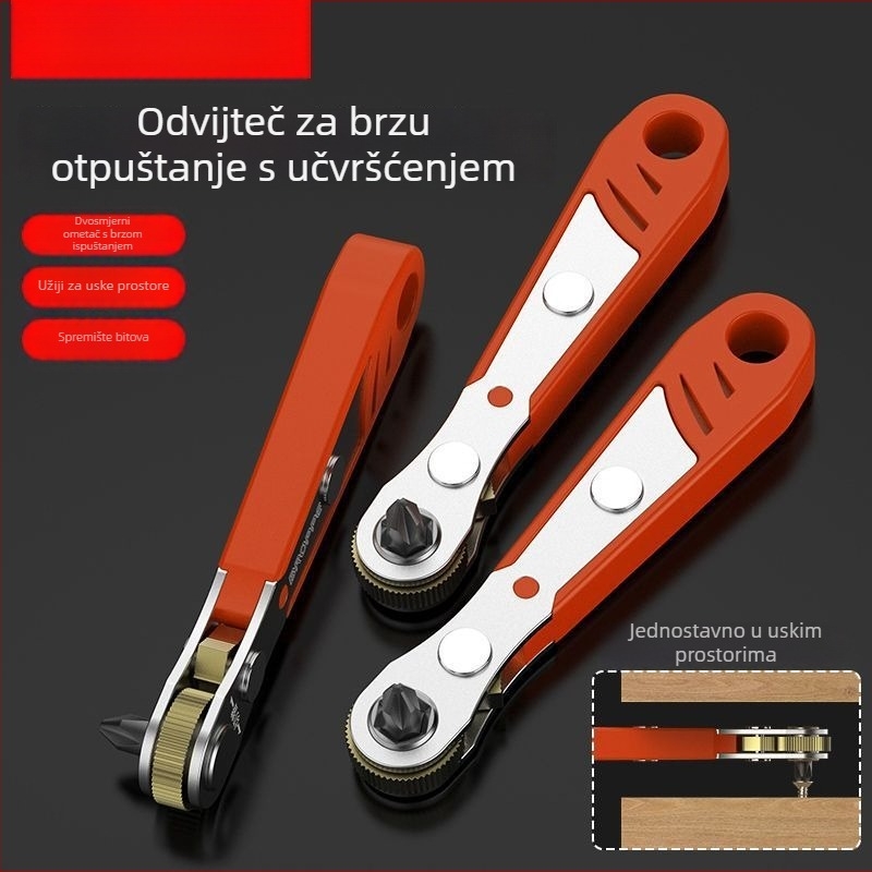 Set odvijača od karbonskog čelika s reverzibilnim mehanizmom i 90° kutem – višenamjenski