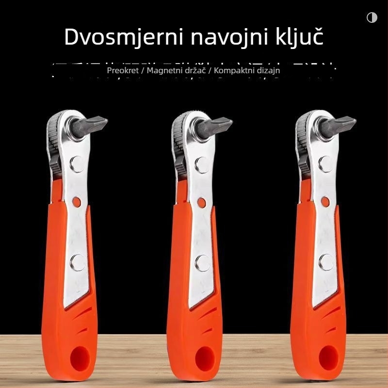 Set odvijača od karbonskog čelika s reverzibilnim mehanizmom i 90° kutem – višenamjenski