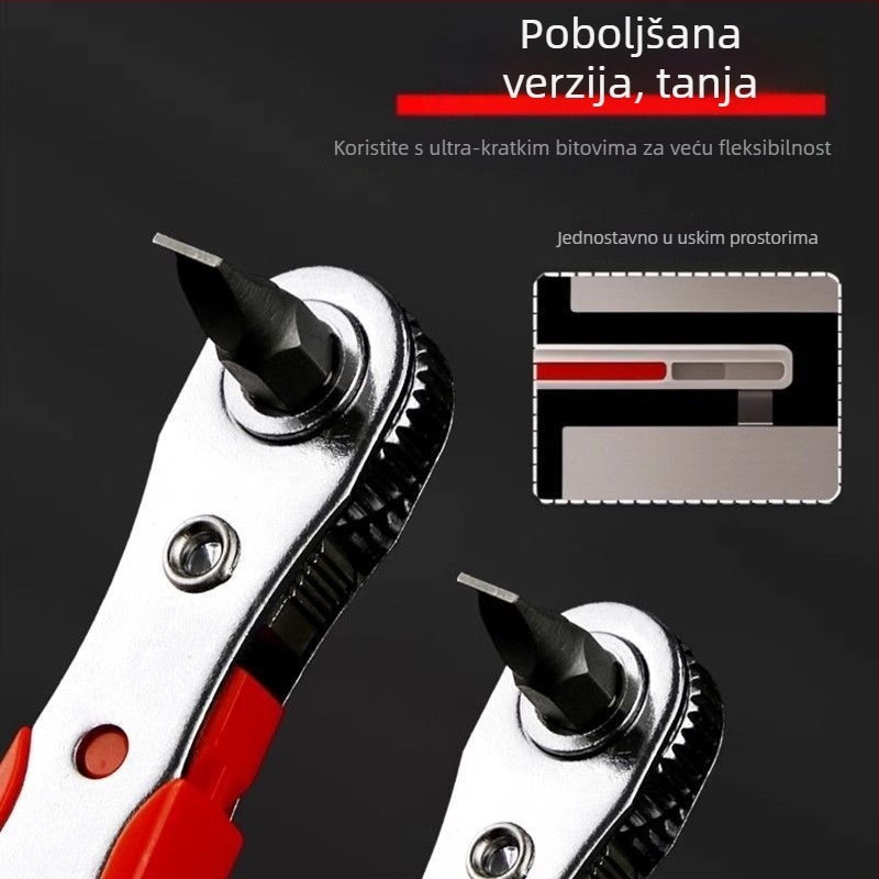 Set odvijača od karbonskog čelika s reverzibilnim mehanizmom i 90° kutem – višenamjenski