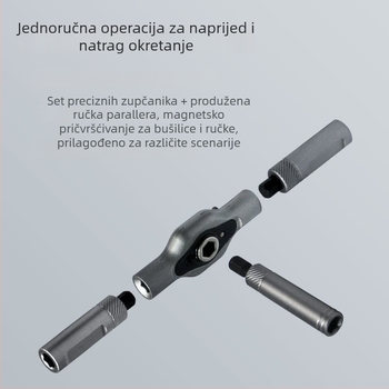 42-u-1 set odvijača s ráčnim mehanizmom — CR-V čelik oštrica, maksimalni moment okretaja 100 N·m, magnetski, nije izoliran