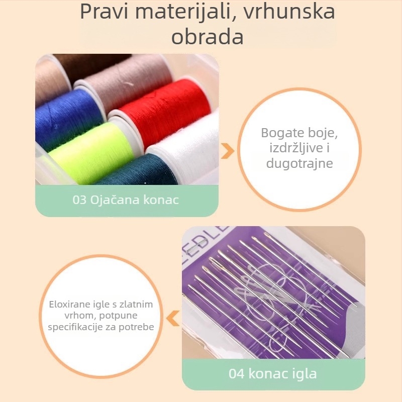 Prijenosni set kutije za igle i konac – višenamjenski šivaći komplet, organizator skladištenja