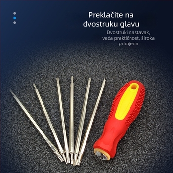 7-u-1 preciznih odvijača s dvostrukim magnetnim glavama, od krom-vanadijevog čelika, za telekomunikacije i preciznu održavanje