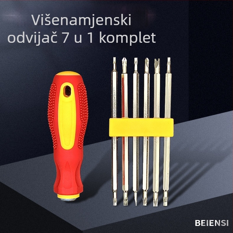 7-u-1 preciznih odvijača s dvostrukim magnetnim glavama, od krom-vanadijevog čelika, za telekomunikacije i preciznu održavanje