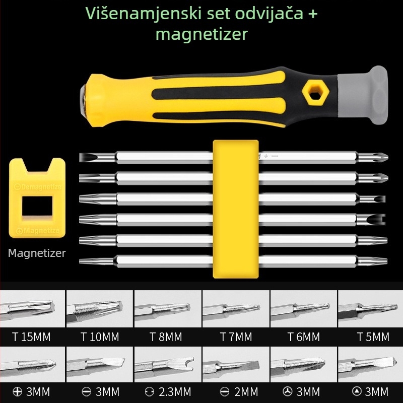 KWONG YUEN 6-dijelni magnetni multifunkcionalni set odvijača za kućnu upotrebu, neizoliran