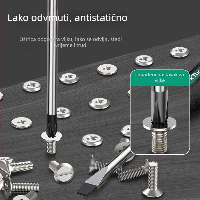 xTuosen magnetski odvijač od karbonskog čelika s gumiranom drškom — neizoliran