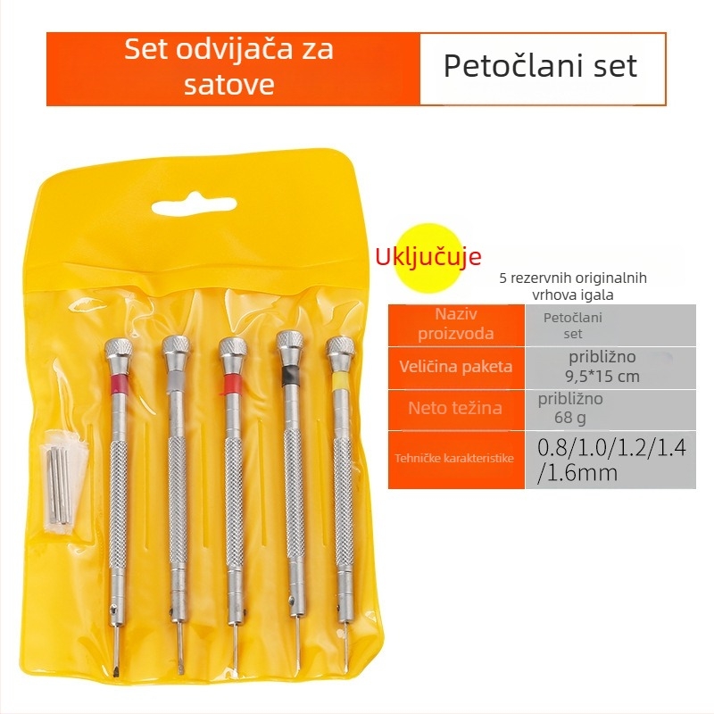 Set alata za popravak satova – magnetski izolirani set malih odvijača, čelik 45#, za satove i naočale