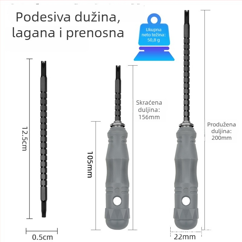 Set odvijača s magnetskim trokutnim nastavcima, Cr_V krom-vanadij čelik, 17 komada
