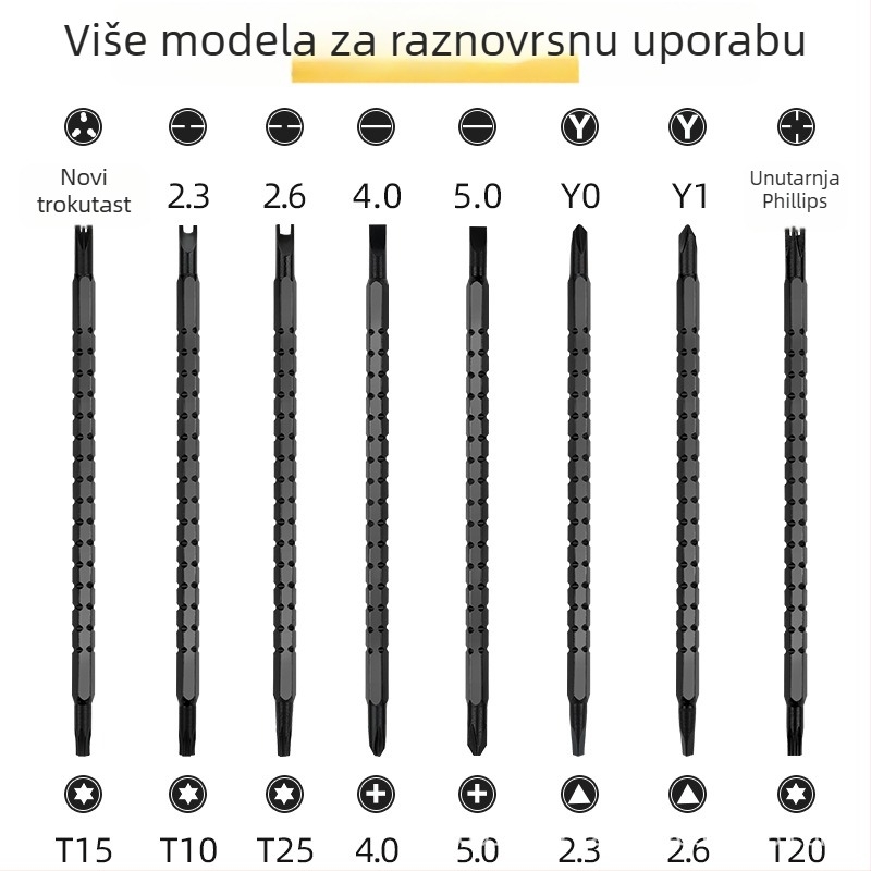 Set odvijača s magnetskim trokutnim nastavcima, Cr_V krom-vanadij čelik, 17 komada