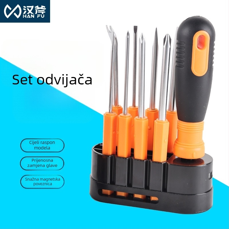 Han Ax 9-djelni set odvijača za kućnu upotrebu, magnetski i izolirani, s Phillips i ravnim vrhovima, od CR-V čelika