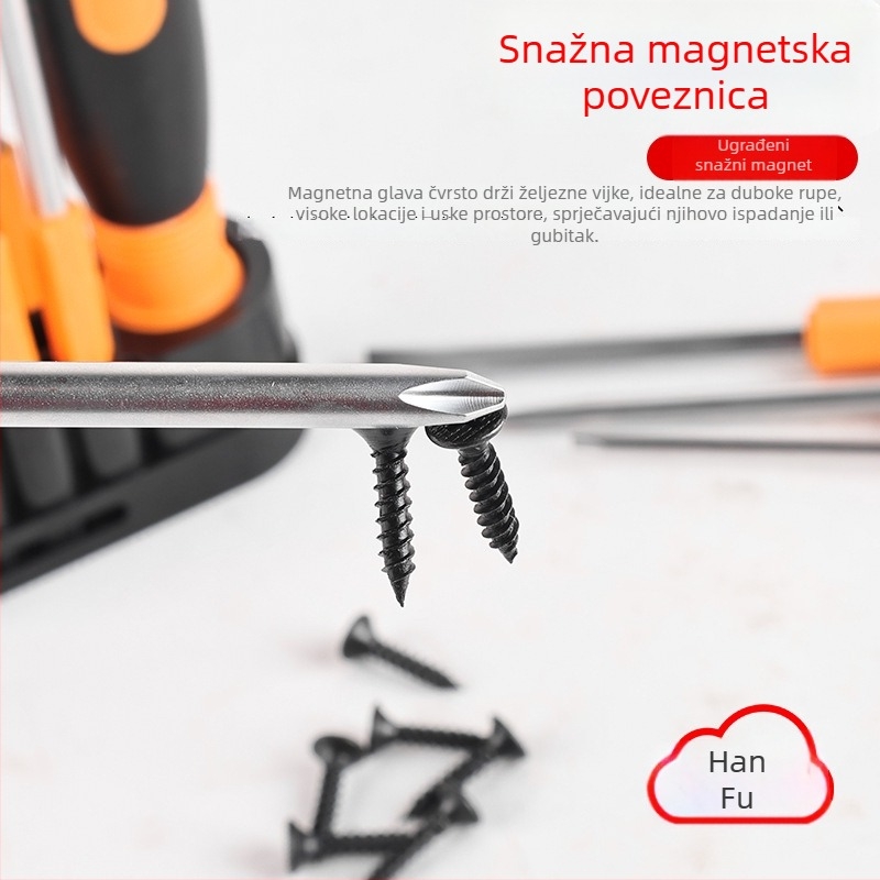 Han Ax 9-djelni set odvijača za kućnu upotrebu, magnetski i izolirani, s Phillips i ravnim vrhovima, od CR-V čelika