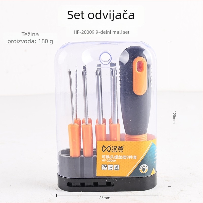Han Ax 9-djelni set odvijača za kućnu upotrebu, magnetski i izolirani, s Phillips i ravnim vrhovima, od CR-V čelika