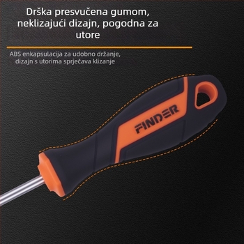 FINDER Set odvijača s narančasto-crnim držačem, snažno magnetni Philips i ravni odvijači za kućne popravke
