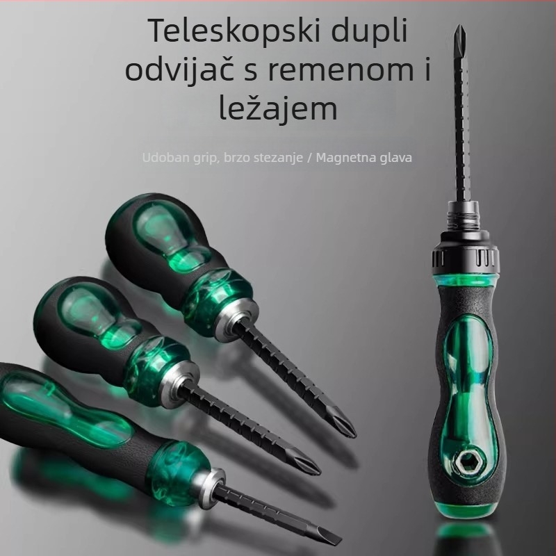 Prošireni set odvijača s dvostrukom namjenom, magnetske izolirane osi od nikl-krom čelika, plastična drška, 150 g