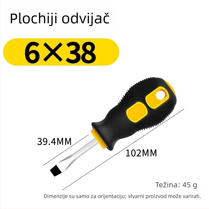 Industrijski set odvijača s križnim vrhom, S2 legura čelika, magnetno, gumena ručka