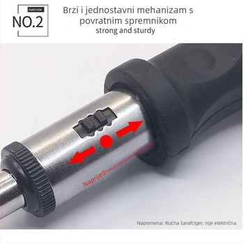 Višenamjenska odvijač s mehanizmom kućnog zatezanja (ratchet), Allen ključ, naprijed/natrag okret, T‑rukohvat, 1 kom., 45# čelik