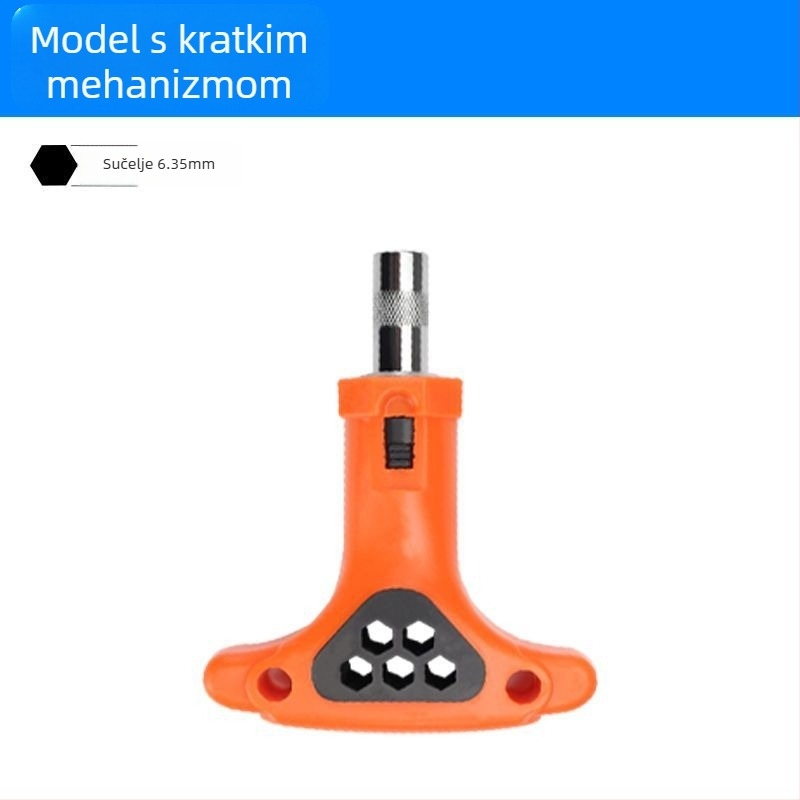 Višenamjenska odvijač s mehanizmom kućnog zatezanja (ratchet), Allen ključ, naprijed/natrag okret, T‑rukohvat, 1 kom., 45# čelik