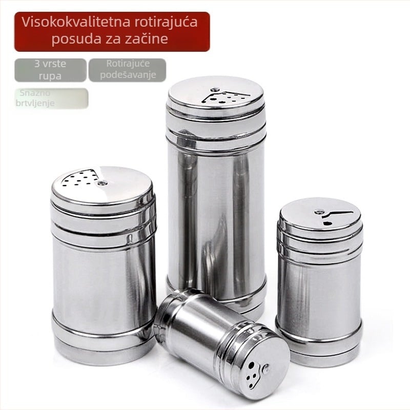 Nehrđajući čelik, višenamjenski okretni spremnik za začine za roštilj, ne-magnetni spremnik za papar, kuhinjski pribor, kutija za začine i držač za štapiće