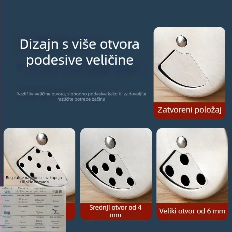 Nehrđajući čelik, višenamjenski okretni spremnik za začine za roštilj, ne-magnetni spremnik za papar, kuhinjski pribor, kutija za začine i držač za štapiće