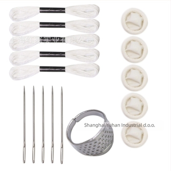 DIY set za sashiko šivanje – set za početnike s koncem za šivanje, iglama i thimble
