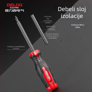 Delixi izolirani odvijač za električare, magnetski križni i ravni vrh, otporan na napon, CR-V čelik, set