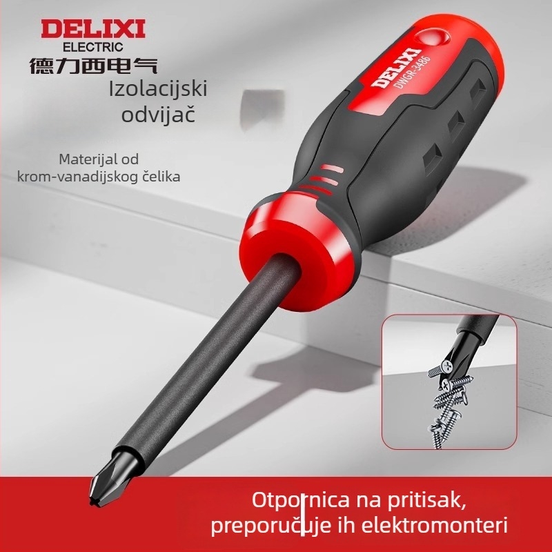 Delixi izolirani odvijač za električare, magnetski križni i ravni vrh, otporan na napon, CR-V čelik, set