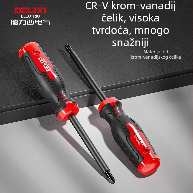 Delixi izolirani odvijač za električare, magnetski križni i ravni vrh, otporan na napon, CR-V čelik, set