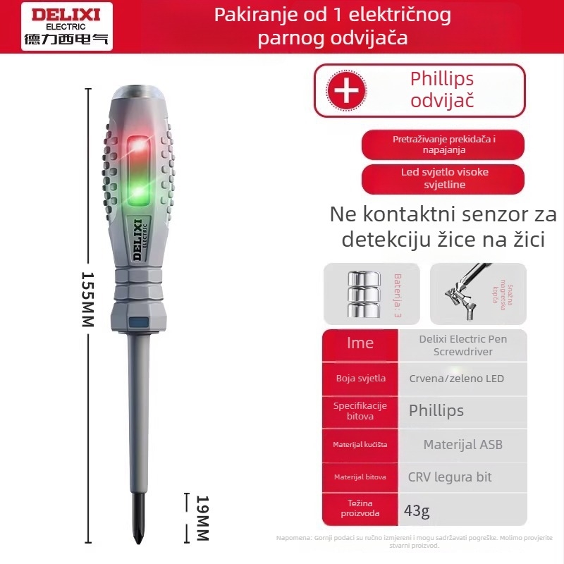 Delixi izolirani odvijač za električare, magnetski križni i ravni vrh, otporan na napon, CR-V čelik, set