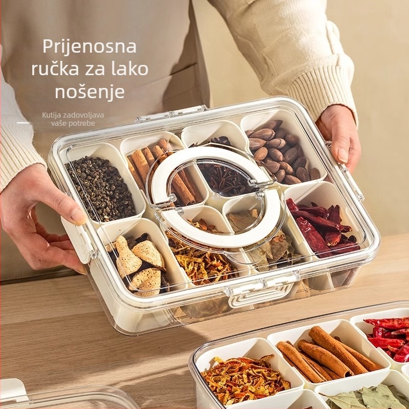 Višekanalna kutija za začine, prehrambena kvaliteta, kuhinjska zatvorena posuda za suhe začine
