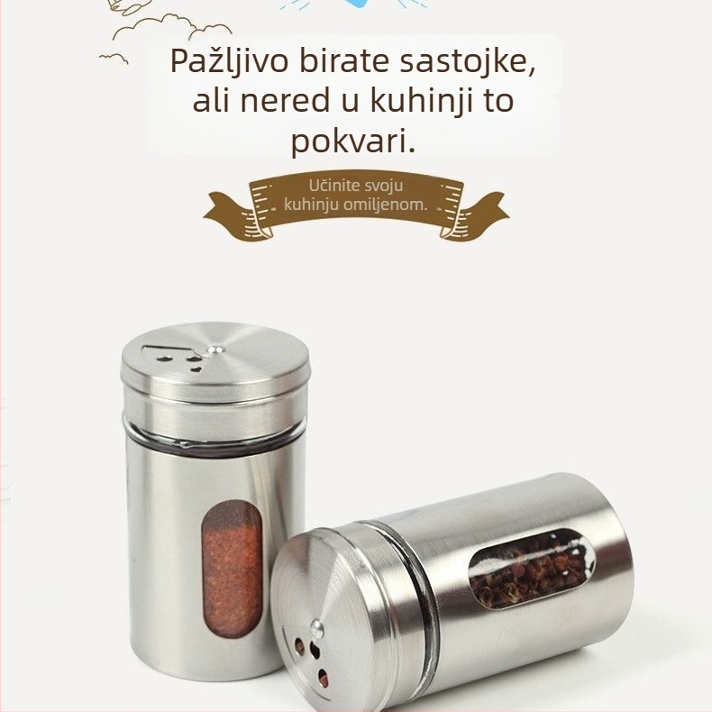 Staklena posuda za začine s rotirajućim poklopcem, za čvrste začine; moguć tisk logotipa i prilagodba