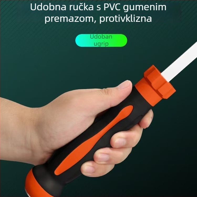 Ravni odvijač, karbonsko čelika, TPR držač, bez izolacije, ne magnetičan, težina 1, tip glave: ravni