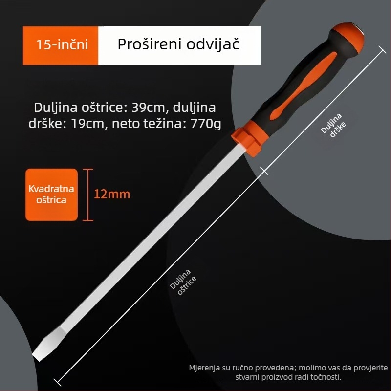 Ravni odvijač, karbonsko čelika, TPR držač, bez izolacije, ne magnetičan, težina 1, tip glave: ravni