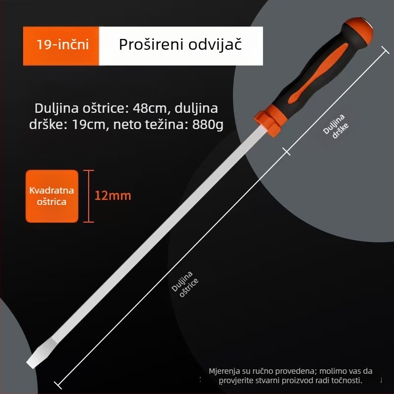 Ravni odvijač, karbonsko čelika, TPR držač, bez izolacije, ne magnetičan, težina 1, tip glave: ravni