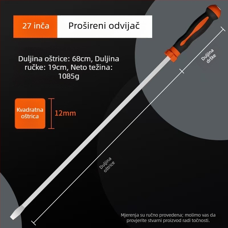 Ravni odvijač, karbonsko čelika, TPR držač, bez izolacije, ne magnetičan, težina 1, tip glave: ravni