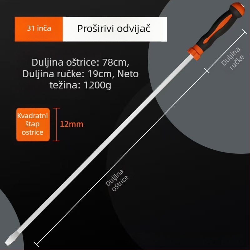 Ravni odvijač, karbonsko čelika, TPR držač, bez izolacije, ne magnetičan, težina 1, tip glave: ravni