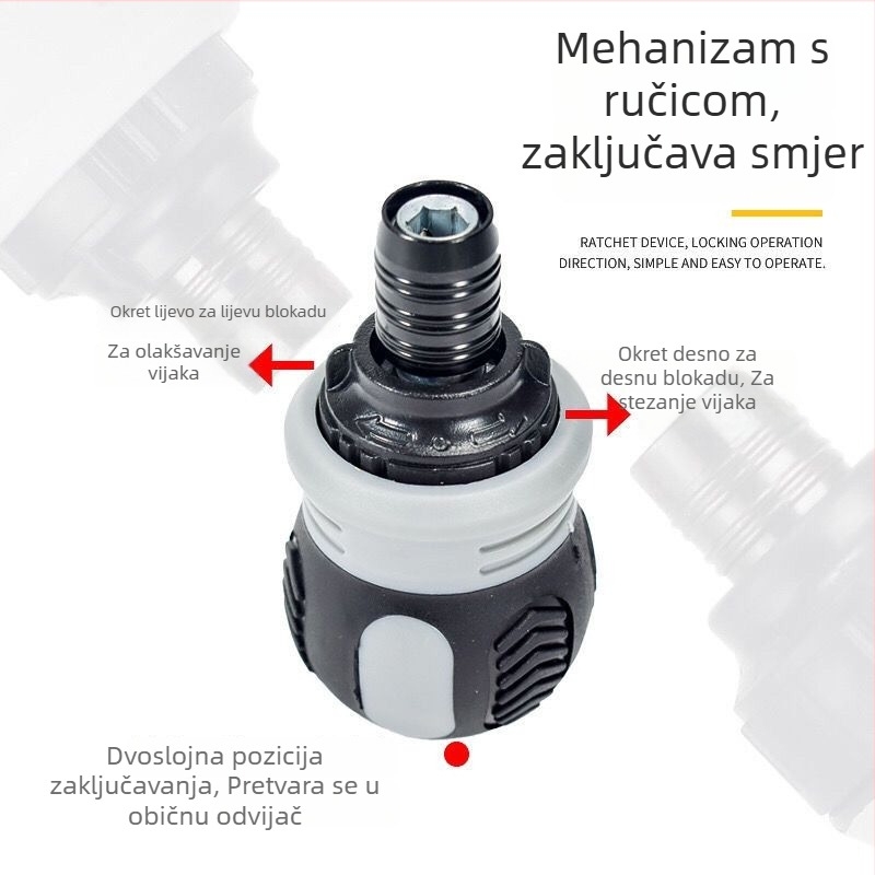 Set odvijača s klik-mehanizmom – dvostruke glave, karbonsko čelika, konfiguracije 13-u-1 i 26-u-1.