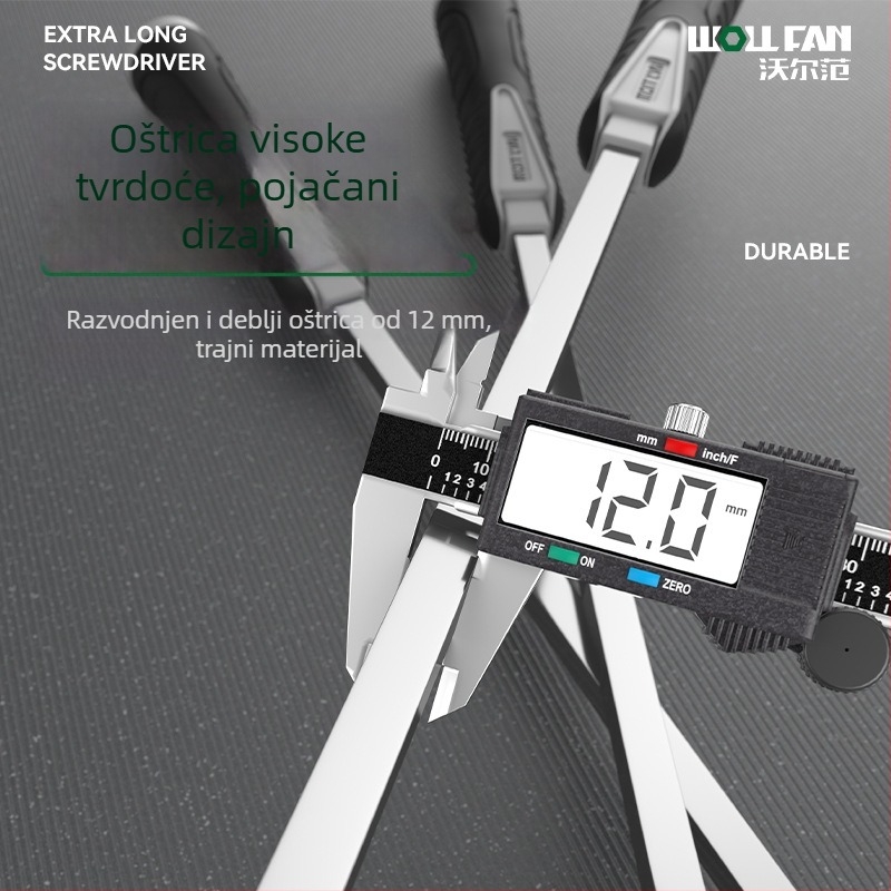 Industrijske razine duga plosnati odvijač-štap, Cr-V čelik, neizoliran, bez magnetskog, držač od ljepila