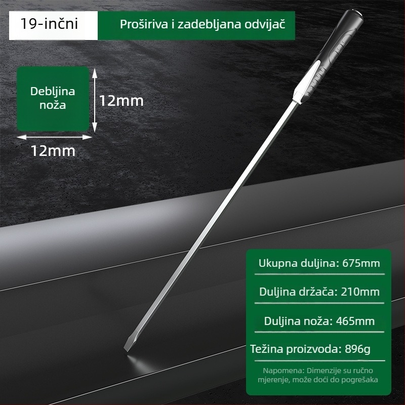 Industrijske razine duga plosnati odvijač-štap, Cr-V čelik, neizoliran, bez magnetskog, držač od ljepila