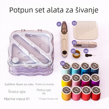 Prijenosni set za šivanje s magnetskim setom; pakiranje 175 kutija; 228,5 g; mogućnost prilagodbe