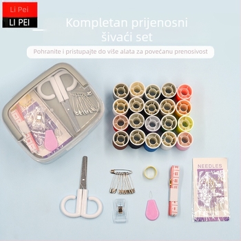 Prijenosni višefunkcionalni šivaći komplet u kutiji – s iglama