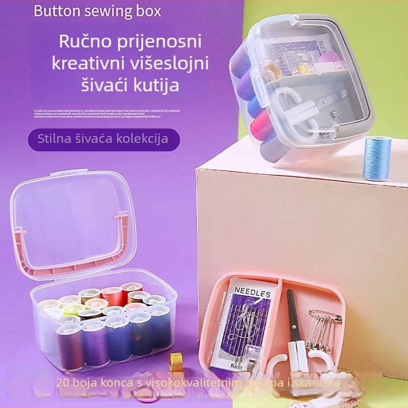 Prijenosni višefunkcionalni šivaći komplet u kutiji – s iglama