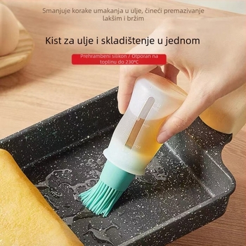 Bočica ulja s poklopcem i silikonskom četkom, integrirani dozator sojinog umaka, silikonska četka za roštilj i pečenje