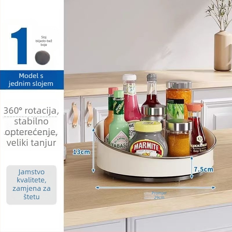 Okretni stalak za začine na kuhinjskom pultu, nagnuta ploča, multifunkcionalno skladištenje ulja, soli, umaka i octa, od ugljičnog čelika