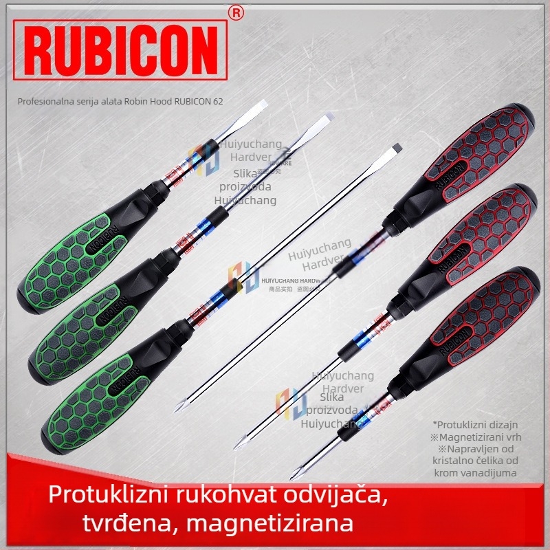 Šrafciger Rubicon/Robin Hood 62. serija s protukliznom ručkom, magnetni, križna glava, Cr-V čelik