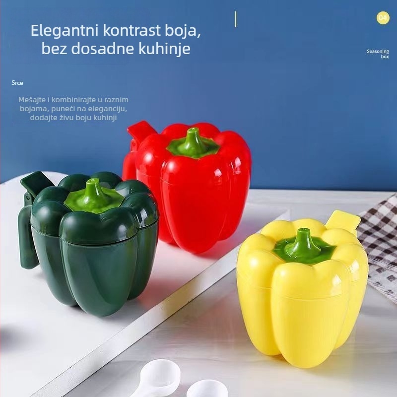 Plastični organizator začina s više pretinaca, poklopac, za staklenke soli i čvrste začinske mješavine, kuhinjsko skladištenje