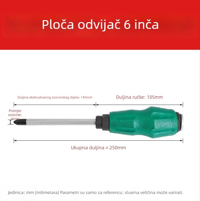 Odvijač s prolaznom drškom, krom-vanadijska čelika, visoka tvrdoća, magnetski, neizolirani