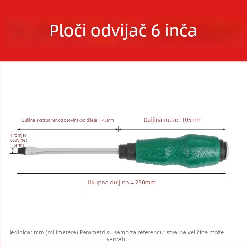 Odvijač s prolaznom drškom, krom-vanadijska čelika, visoka tvrdoća, magnetski, neizolirani